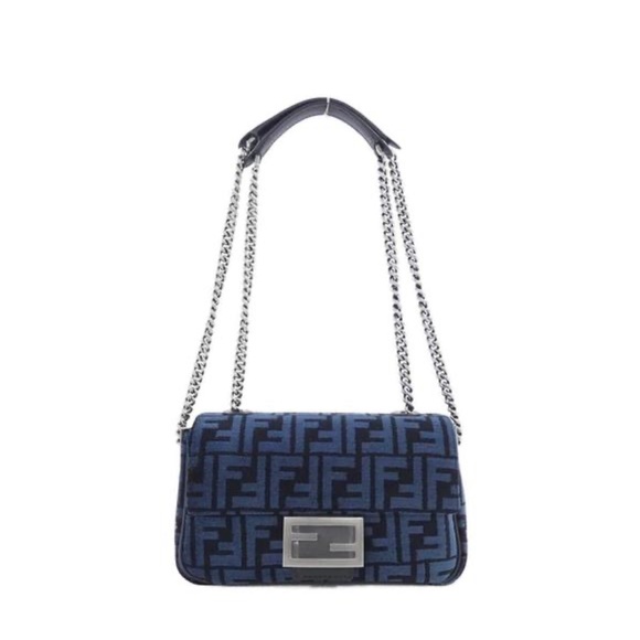 FENDI ZUCCA F BAUGETTE Blue Shoulder and crossbody bag. Like new!Still w sticker - Picture 3 of 10